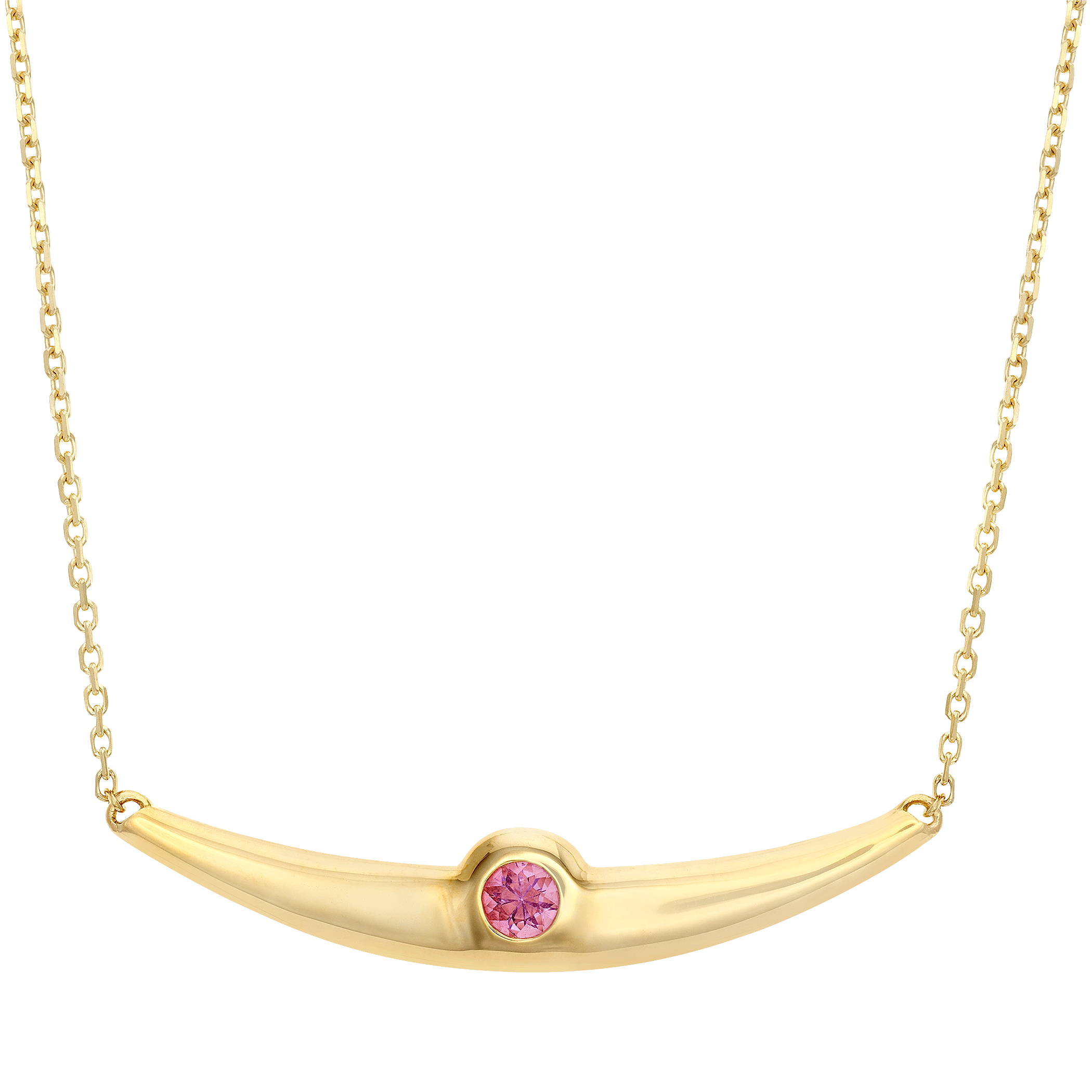 Balsano Jewelry, A Beautiful Smile, Yellow Gold Pink Sapphire Pendant